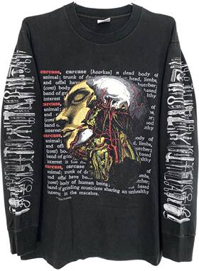 茂密有声工作室Vintage Carcass Long Sleeve做旧摇滚长袖T恤嘻哈