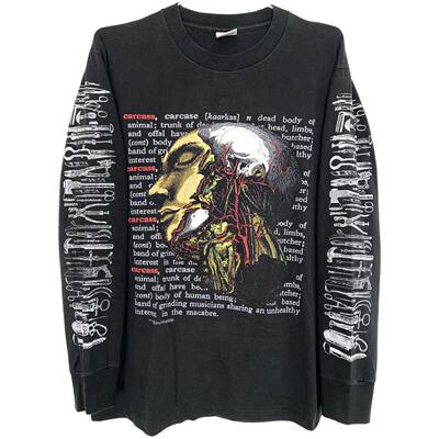 茂密有声工作室Vintage Carcass Long Sleeve做旧摇滚长袖T恤嘻哈