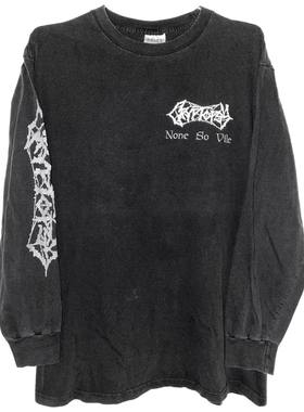 茂密有声工作室Vintage Cryptopsy纯棉舒适复古做旧水洗款长袖T恤