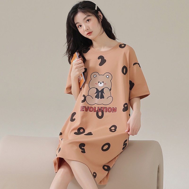 睡衣女夏季纯棉短袖睡裙夏天可爱