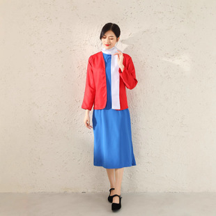 民国江姐演出服服装成人旗袍女表演绣红旗话剧红梅赞舞台表演