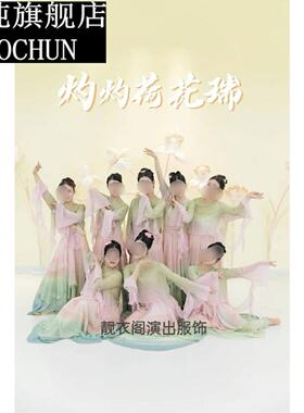儿童古典舞蹈服飘逸身韵纱衣采莲春三月中国舞荷花簪花引演出服装