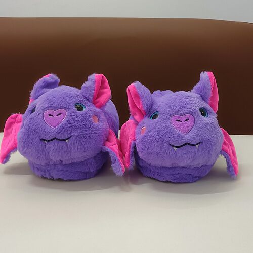 跨境 测品Baby Bat Purple Ladies Slippers紫色蝙蝠毛绒卧室拖鞋