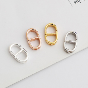 S925纯银精工8字日字扣手牌DIY串珠珍珠手链项链字母CD连接扣配件