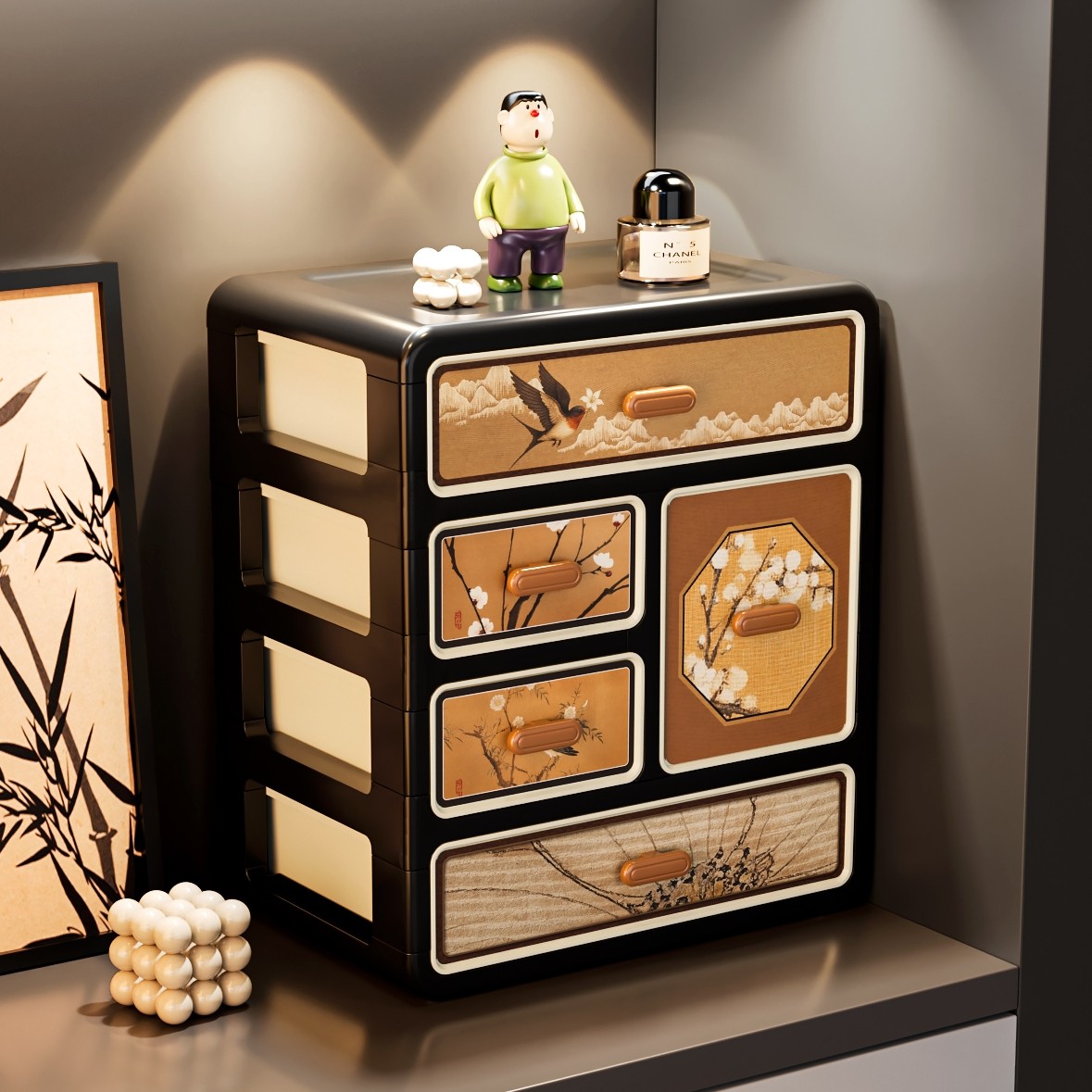 玄关收纳盒中古风家用入户门杂物整理盒桌面抽屉式化妆品置物架子,收纳整理,桌面收纳盒,淘宝优惠券,粉丝福利购,淘宝优惠卷