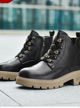 拓步森2787磁能震动按摩健康鞋马丁女靴秋冬英伦新款厚底短靴百搭