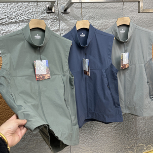 立领背心马甲潮 户外机能防水背部镂空透气薄款 户外出行苾备 男士