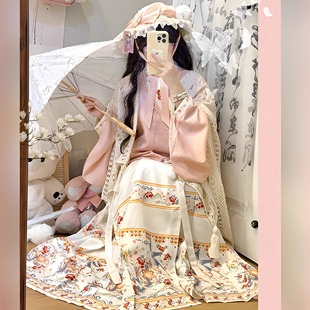 汉洋折衷加厚国风成人明制马面裙交领刺绣洛丽塔套装 汉服女款 冬季