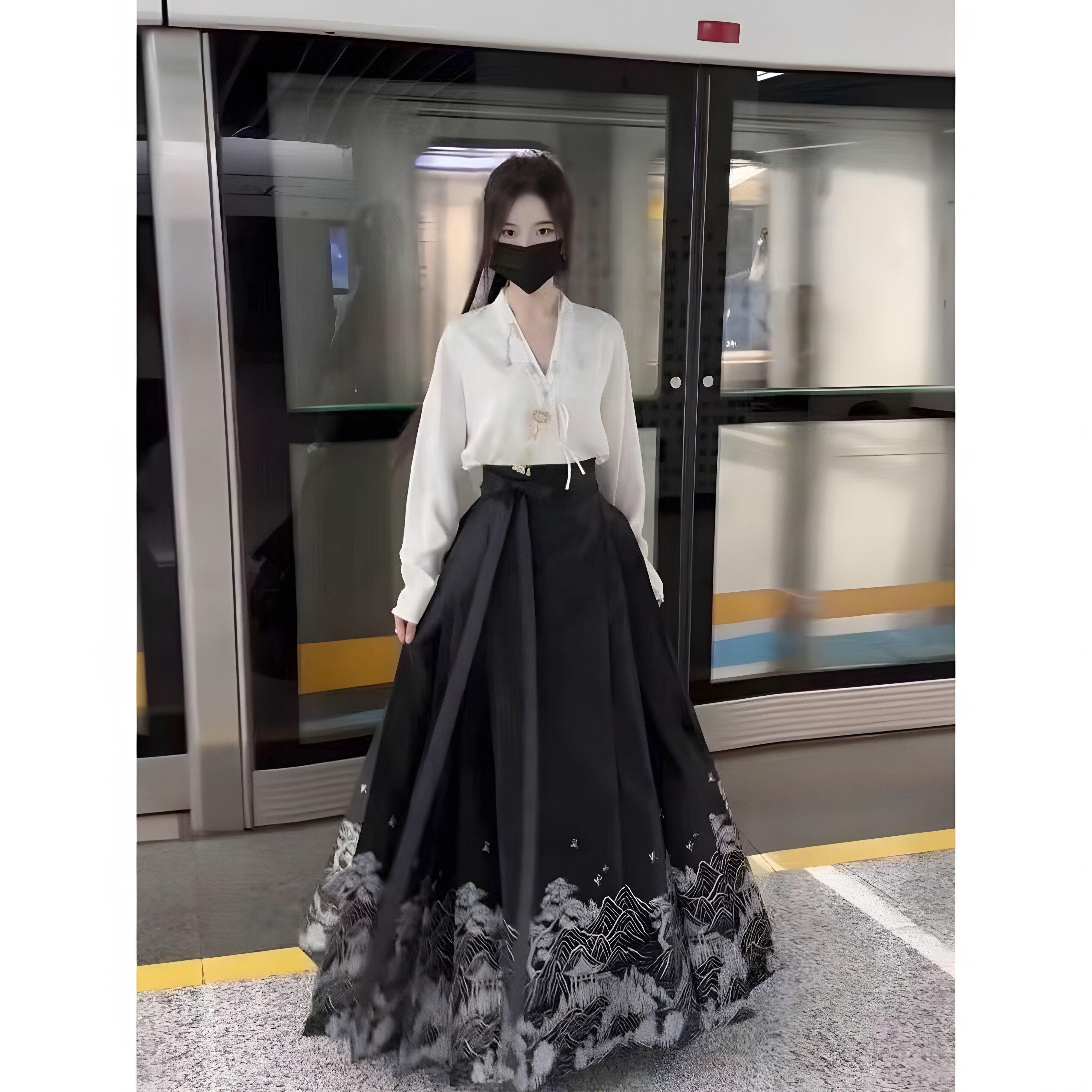 日常可穿国风马面裙汉服改良中式套装女衬衫显瘦气质2024新款古装