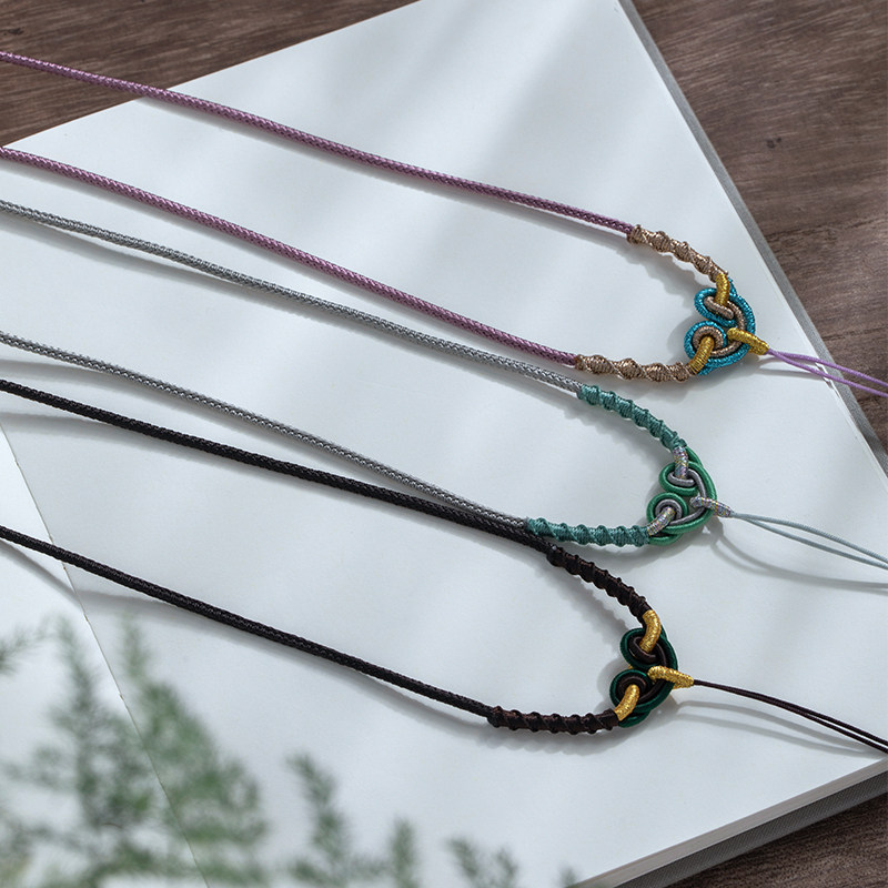 手工精编如意结项链挂绳八宝罗盘黄金蜜蜡无事牌吊坠绳子男女情侣