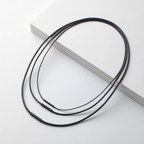 黑色暗扣项链绳男女款黑皮绳