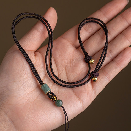 翡翠吊坠挂绳编织玉坠玉佩观音