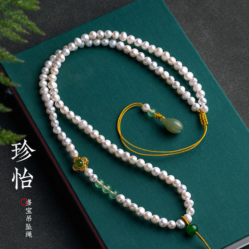 淡水珍珠项链编绳毛衣链翡翠玉