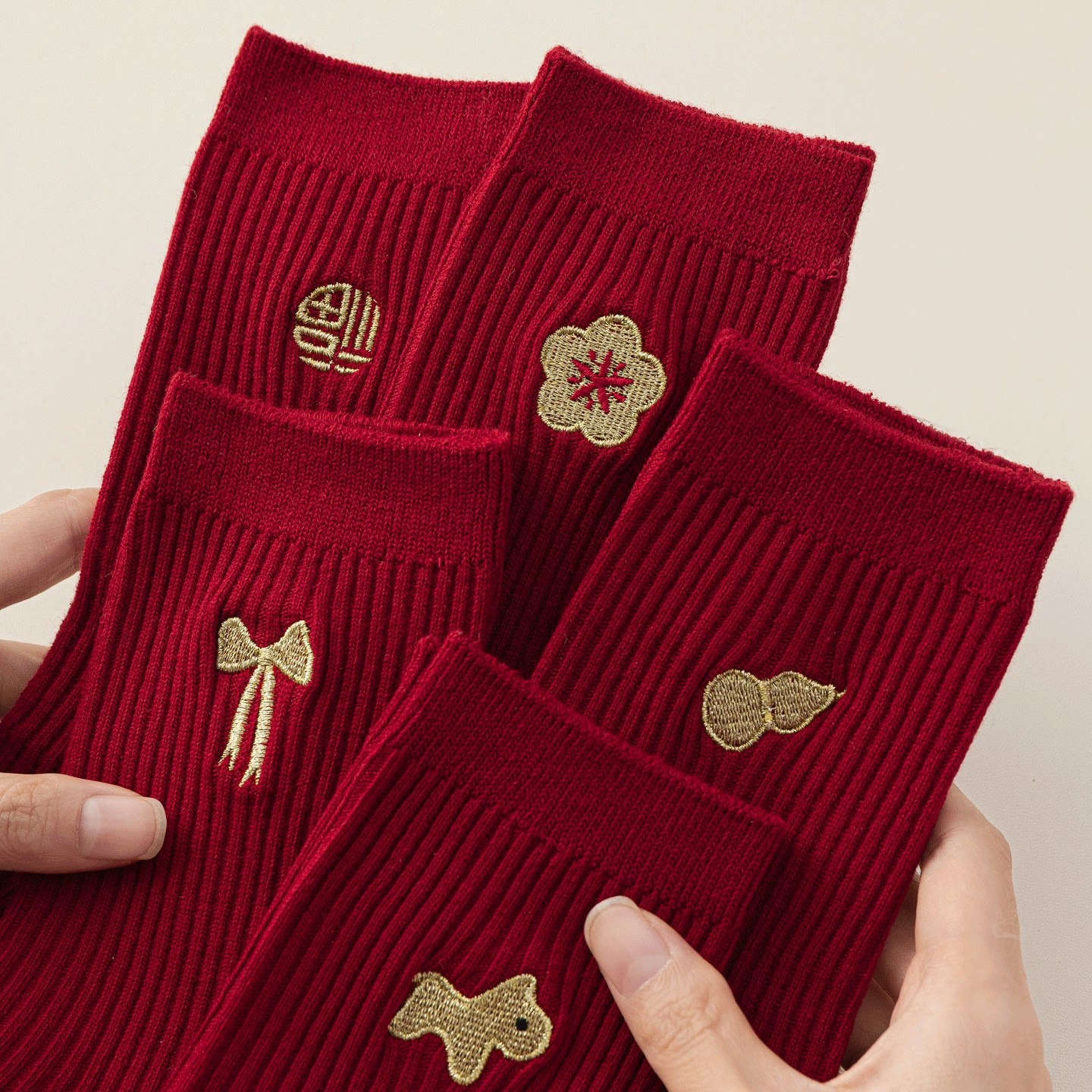 本命年红色袜子男女中筒袜