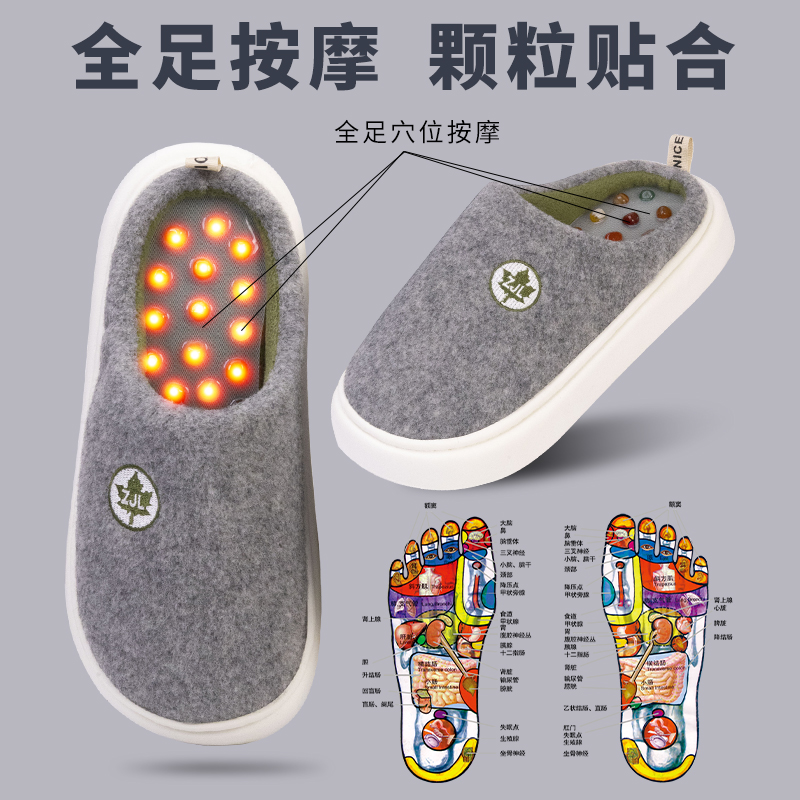 冬季按摩拖鞋男女士居家室内2024新款冬天足疗脚底穴位按摩毛拖鞋