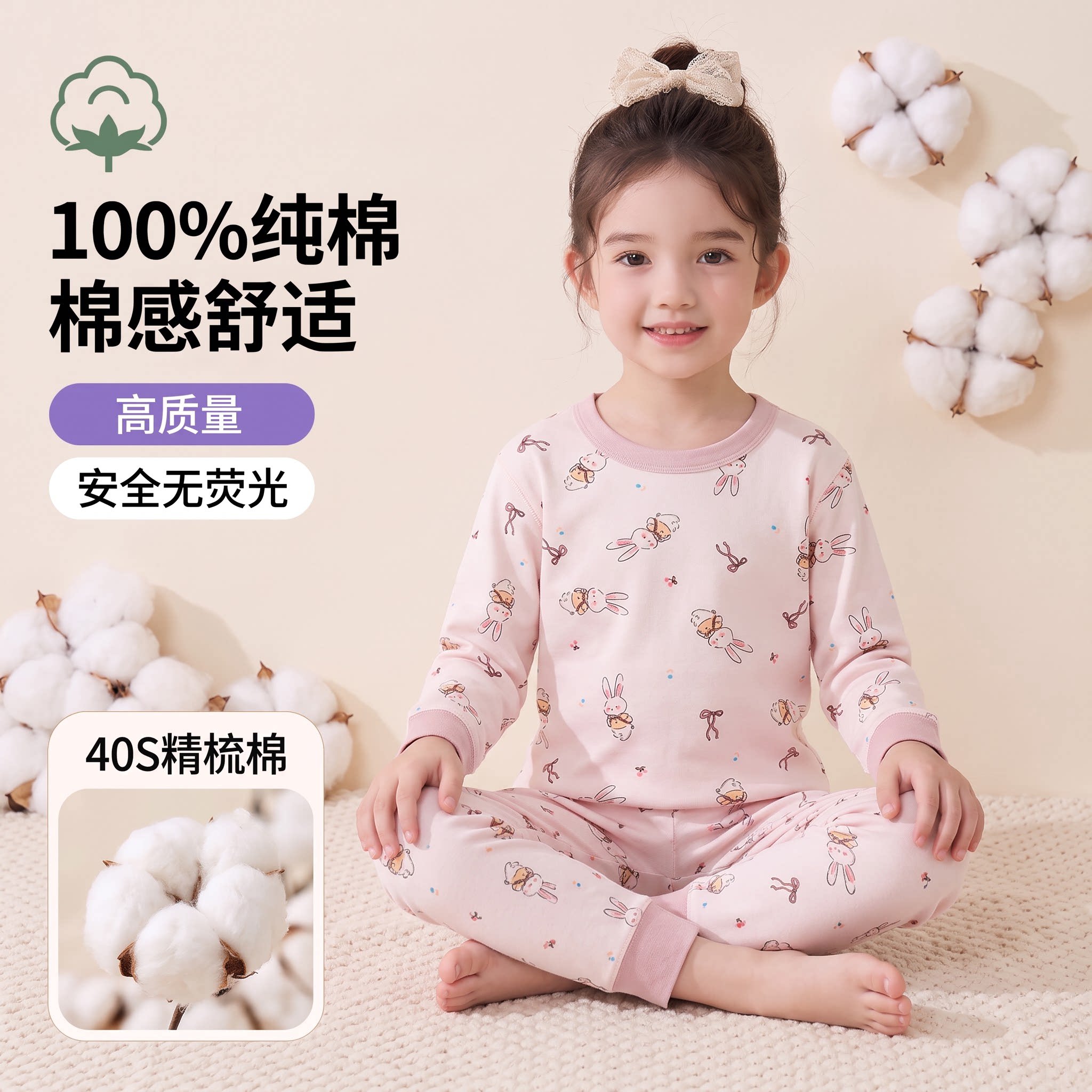 女童秋衣套装全棉秋裤纯棉女孩儿童线衣线裤宝宝打底保暖内衣睡衣