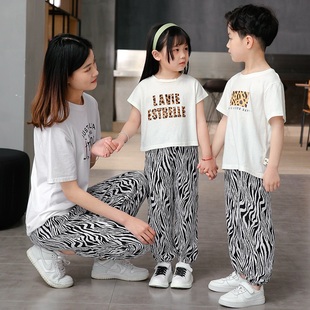 防蚊裤女童夏薄款男夏季儿童棉绸女夏装小孩人造棉男童冰丝男裤子