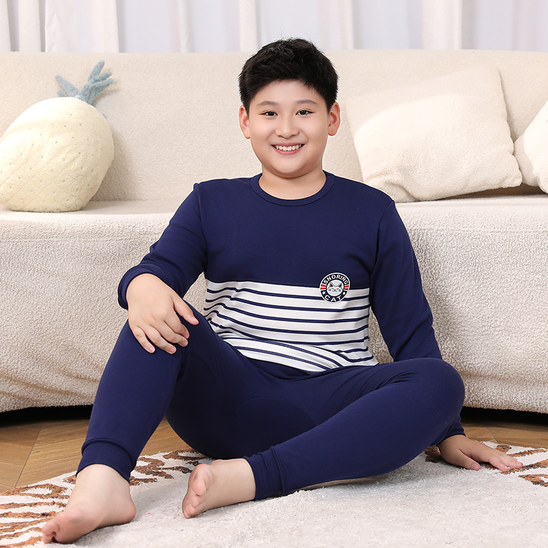 男胖童秋衣秋裤套装纯棉全棉男童加大加肥睡衣儿童中大童保暖内衣