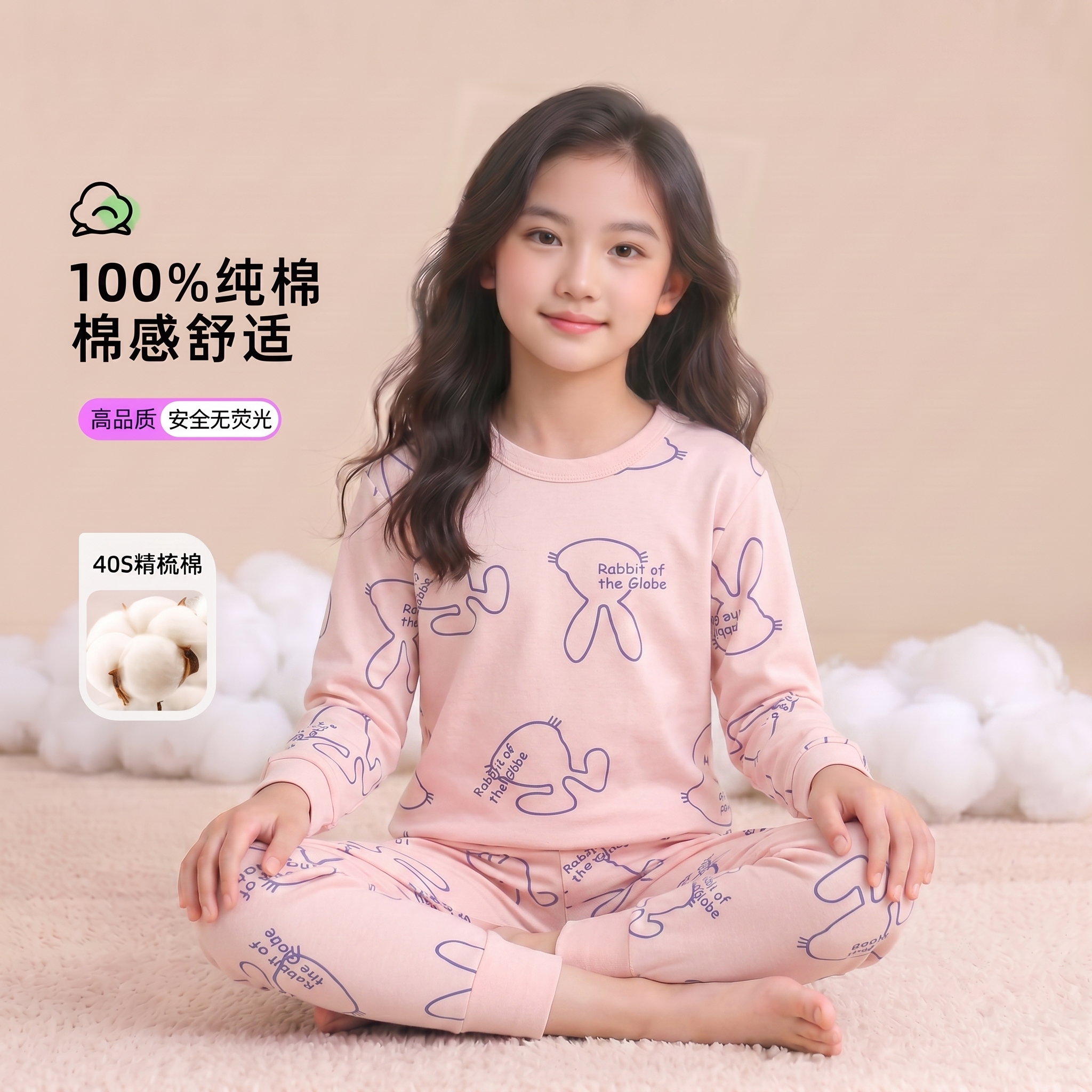 女童秋衣套装全棉秋裤纯棉女孩儿童线衣线裤宝宝打底保暖内衣睡衣