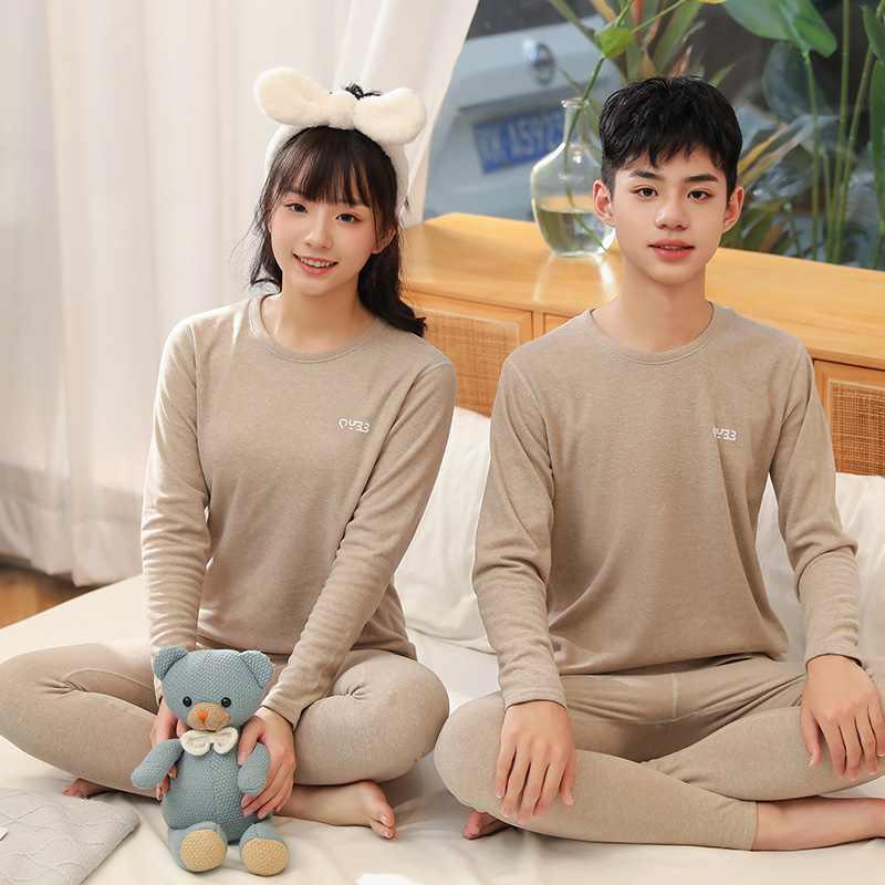 德绒儿童打底保暖内衣秋冬套装男童女童中领秋衣秋裤加厚冬季睡衣