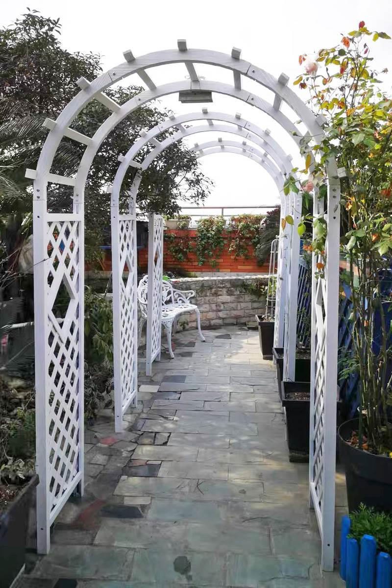 室外拱门藤架阳台靠色墙格花爬架庭院花园白网栅栏门mp-gm297防腐