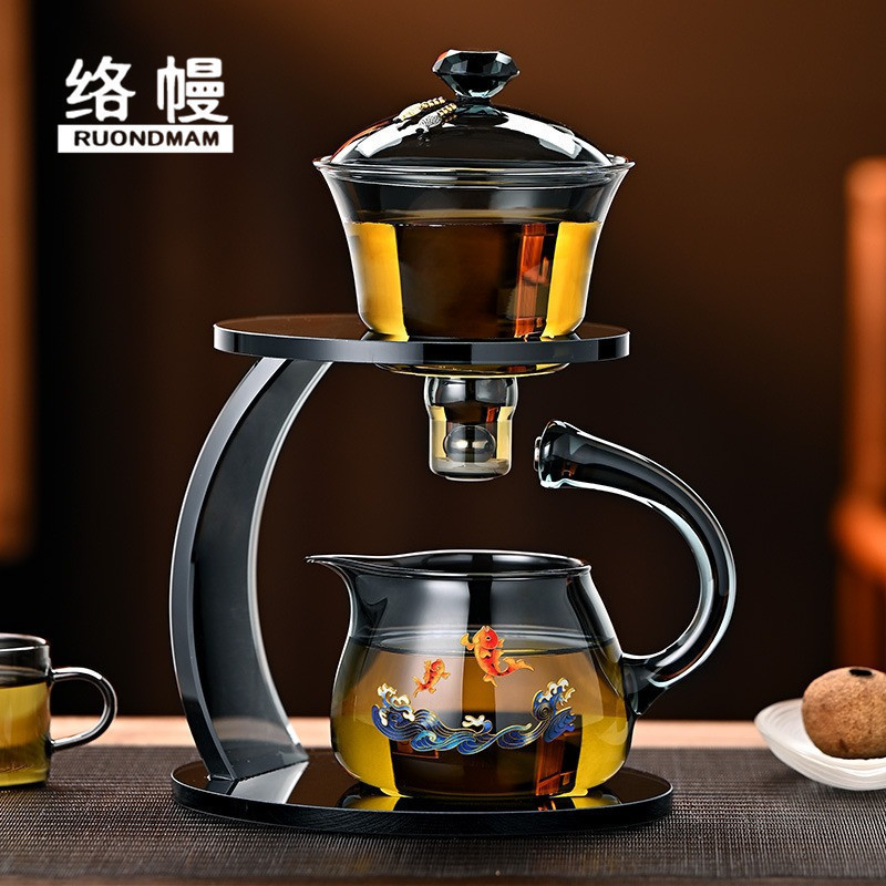 络幔懒人泡茶器磁吸玻璃纯手工轻奢高档半自动功夫茶具套装家用