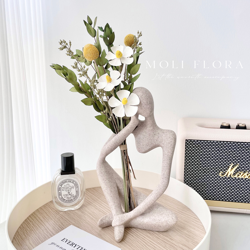 干花花束桌面人物装饰品树脂北欧