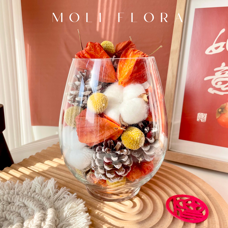 柿柿如意干花真花喜庆摆件