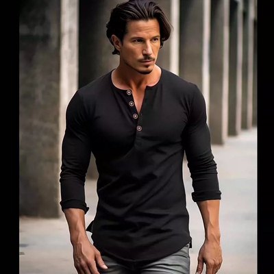 Men'sHenleyCollarLon
