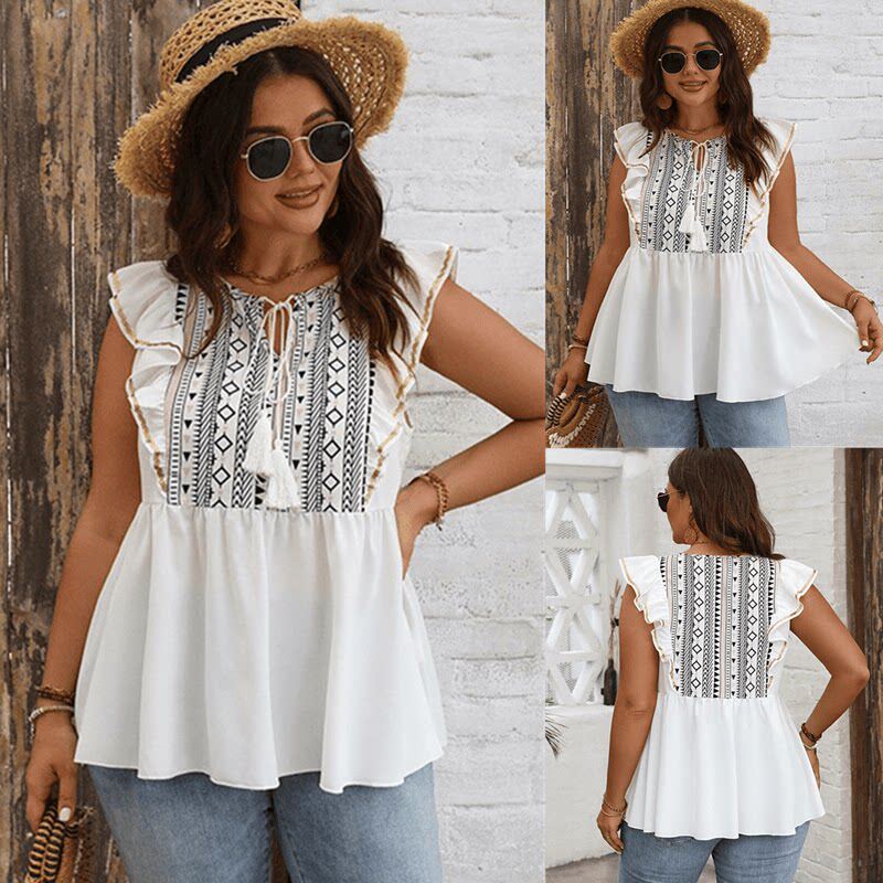 Plus size summer women tops big size lady Print Shirts大码衣
