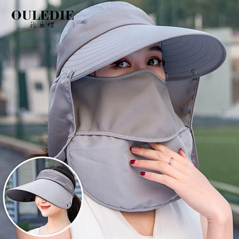 visor female summer folding face sunscreen sun hat big