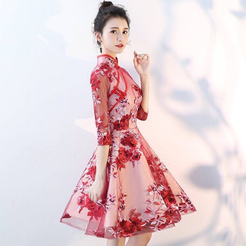 旗袍敬酒服2023新款夏季短款新娘结婚回门出阁服中国风礼服女公主