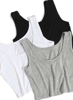 s Tank Tops Solid Black/White Crop Tops Vest Tube Top 8Color