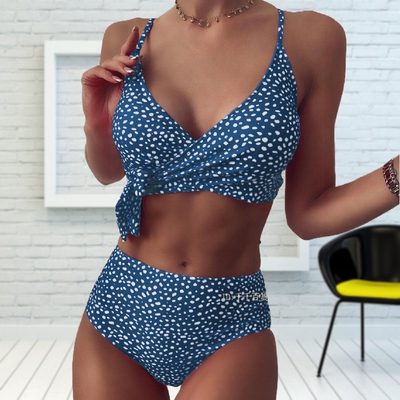 Floral tube top bikini split swimsuit swimwear欧美泳衣比基尼