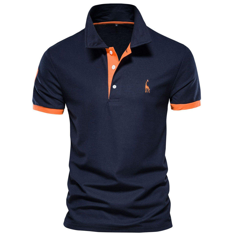 小鹿刺绣polo衫翻领短袖T恤Summer Cotton Polo Shirts Men Polos