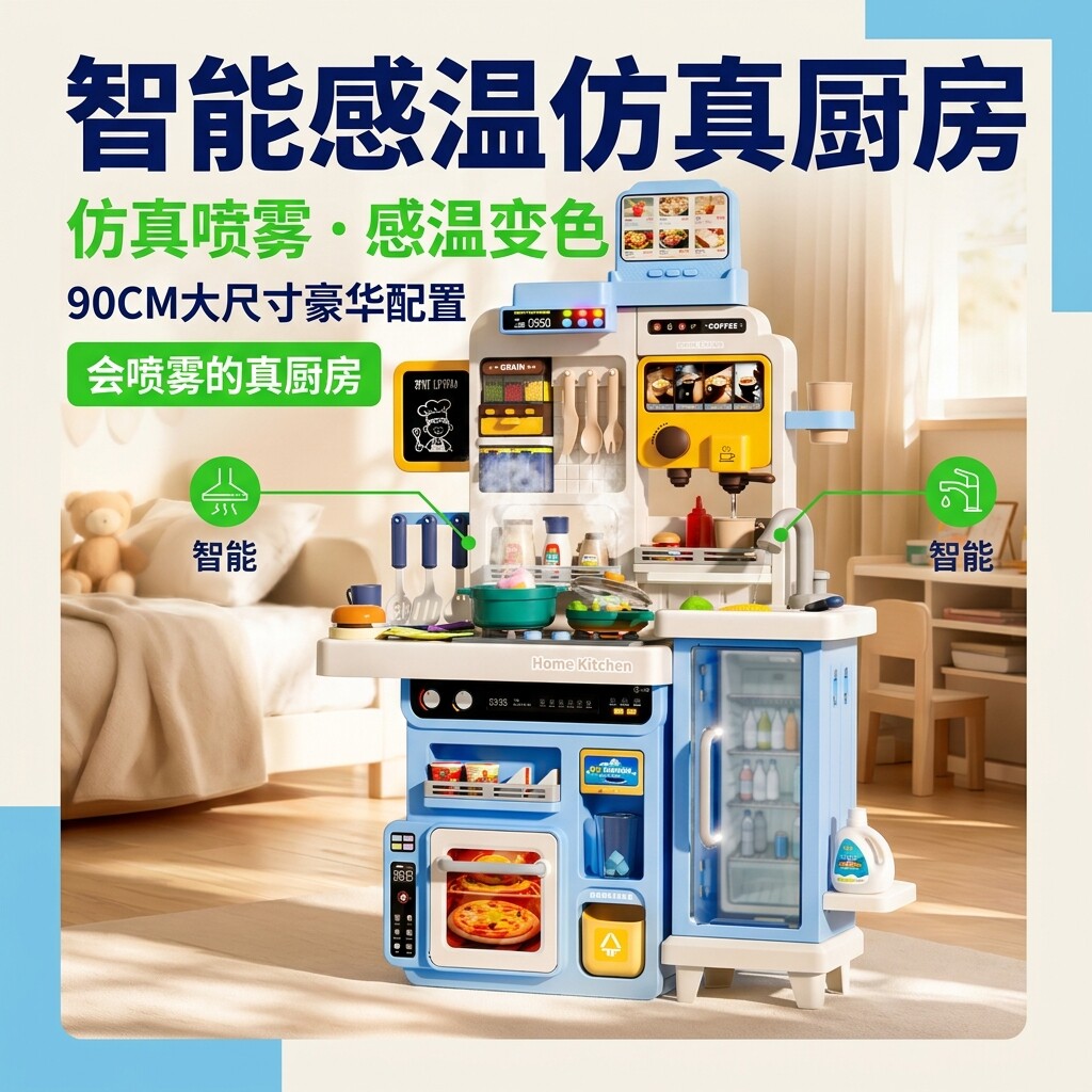 儿童过家家厨房玩具套装 感温变色喷雾出水仿真厨具女孩礼物