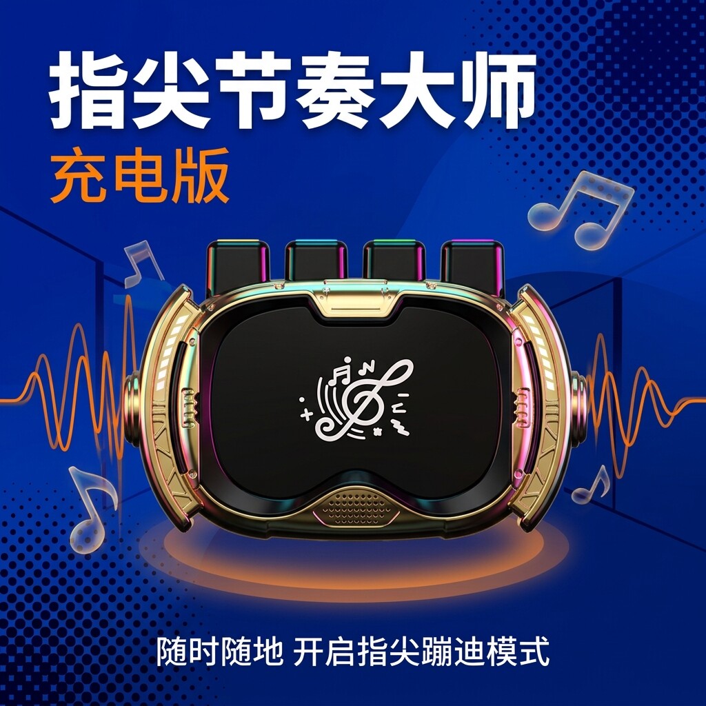 黄色节奏掌机指尖音乐闯关游戏机锻炼手指专注力儿童趣味解压礼物