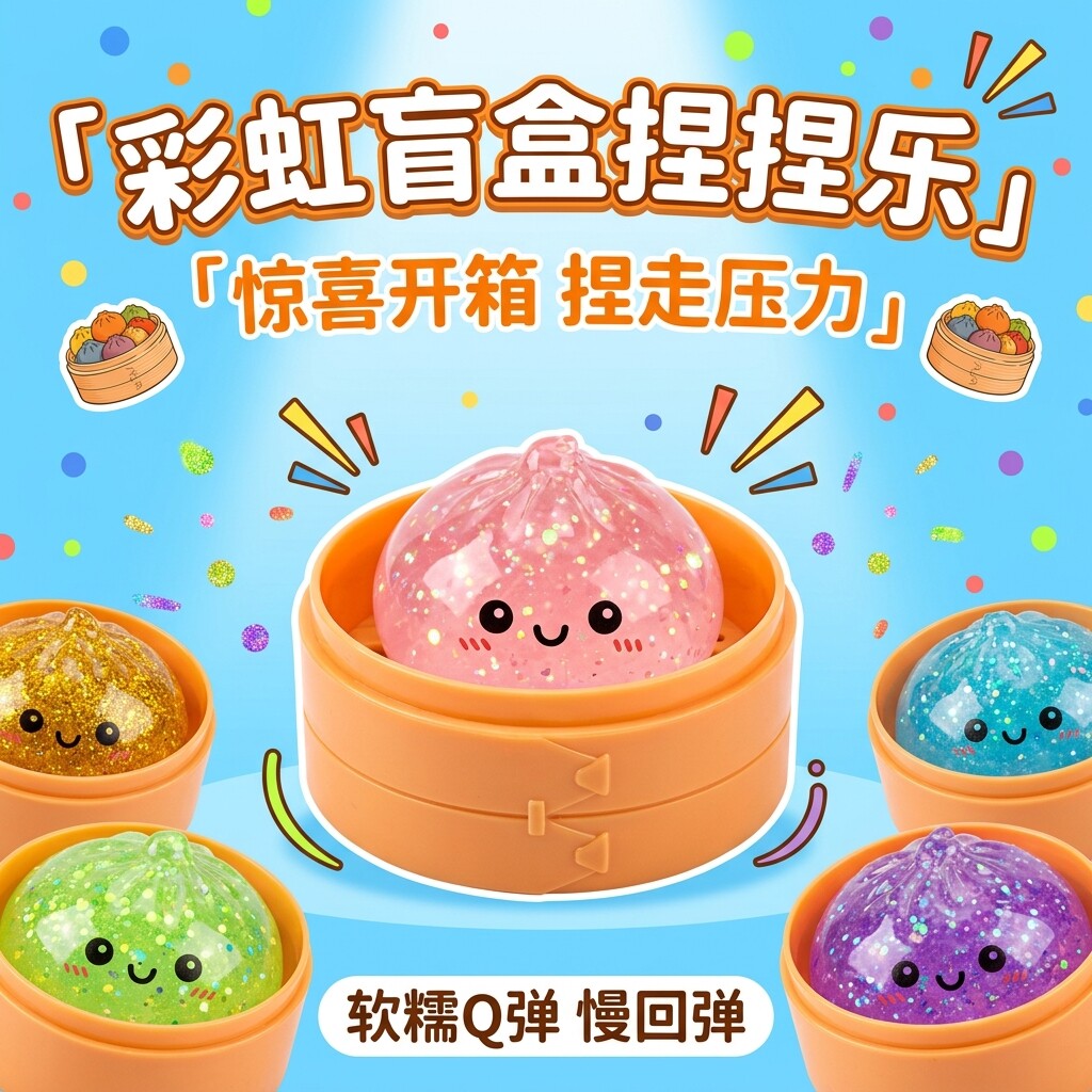 网红包子捏捏乐盲盒软胶发泄减压玩具便携趣味办公室整蛊潮玩