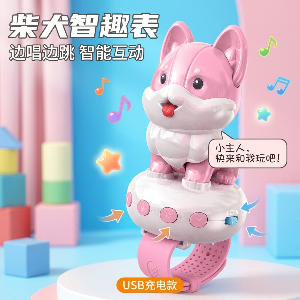 儿童电动小狗智能AI语音手表学说话唱歌跳舞口肌训练宝宝早教益智