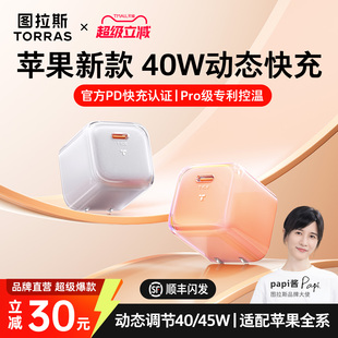 PD快充一套氮化镓Air数据线插typec 45W适用苹果17ProMax充电器头iPhone17手机16正品 图拉斯小冰块Pro新款 40W