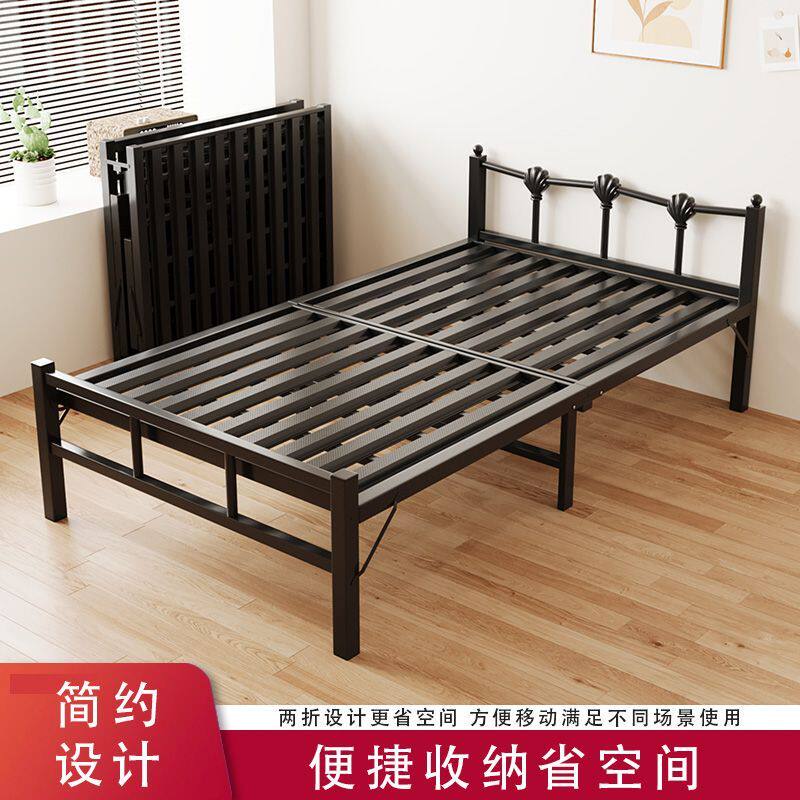 折叠床单人床铁架家用单人折叠床办公室午睡单层铁架床出租屋超厚