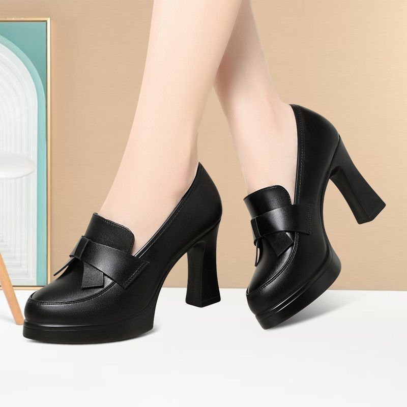 耐脏气质职业乐福鞋高级新款耐磨时尚单鞋透气防滑旗袍粗跟走秀鞋