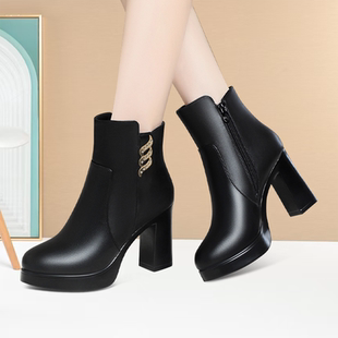 模特厚底职业专业短筒靴舒适耐穿气质高跟鞋防水台T台旗袍走秀鞋