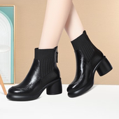 女皮靴耐磨职业加绒保暖棉鞋 新款 舒适百搭时尚 透气加厚防滑短筒靴