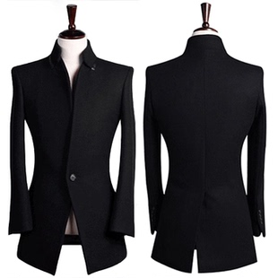 加厚中长款 新款 高端英伦修身 商务毛呢大衣立领韩版 羊毛 一粒扣男士