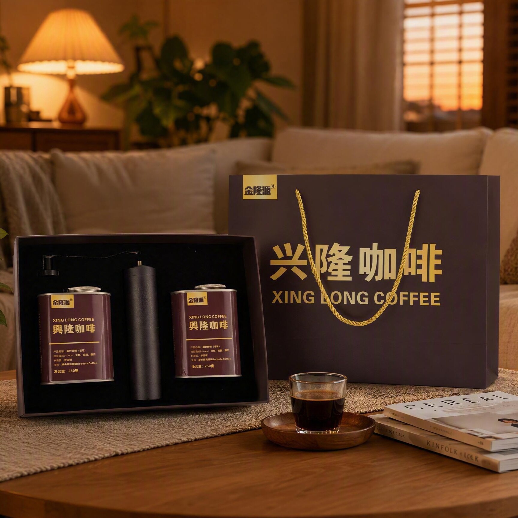 【顺丰包邮】金隆源万宁兴隆咖啡豆500g礼盒罗布斯塔深度烘焙手冲