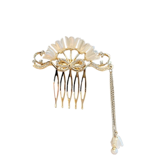 古风发饰女仙气铃兰花发梳流苏发夹时尚盘发插梳刘海发卡汉服配饰