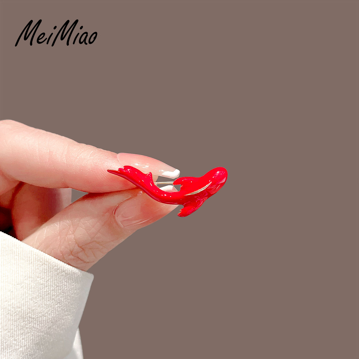 美苗~年年有余~红色锦鲤小别针