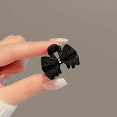 简约气质黑色金属植绒蝴蝶结抓夹小号前额刘海夹侧边夹鲨鱼夹发卡