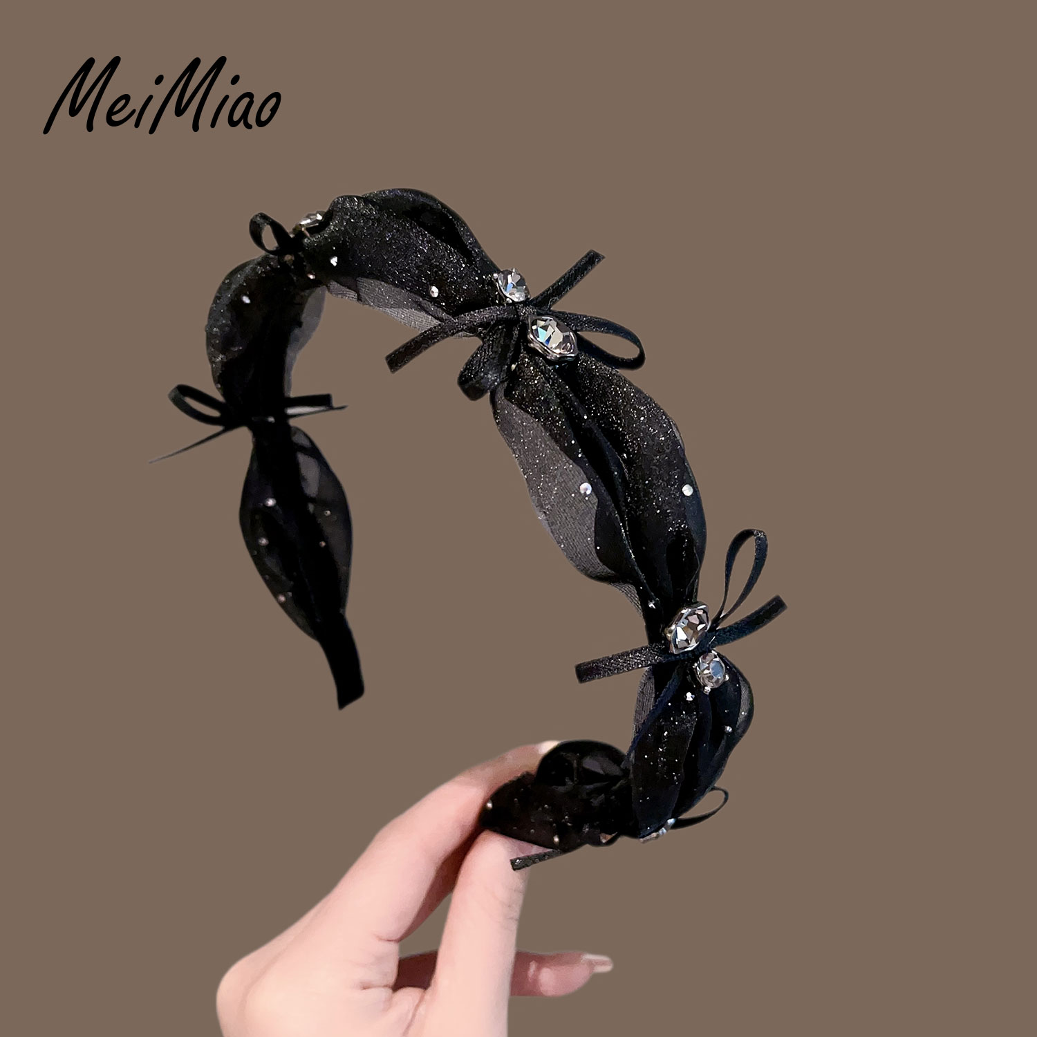 时尚满天星网纱蝴蝶结水钻发箍